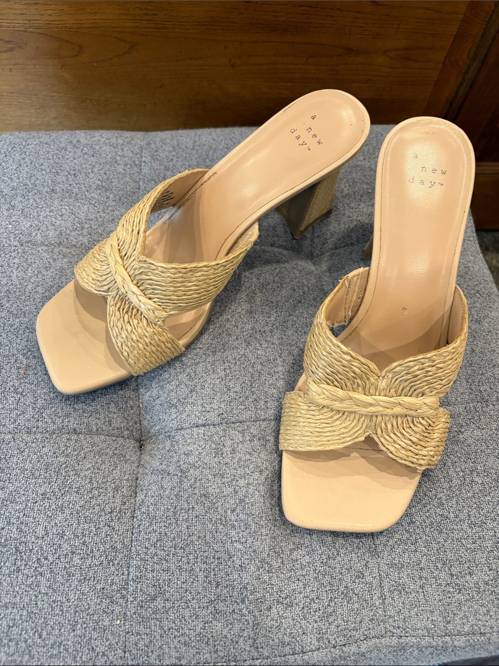 New Day Women's Beige Braided Slide Heels